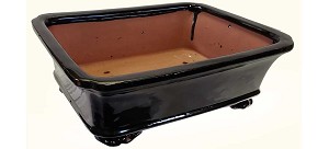 LOTUS INTERNATIONAL - 10' Glossy Black Flared Rectangle Glazed Bonsai Pot 