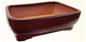 LOTUS INTERNATIONAL - 10' Rustic Red Rectangle Glazed Bonsai Pot 